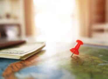 red pin on the map for money